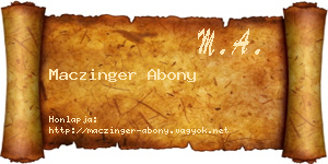 Maczinger Abony névjegykártya